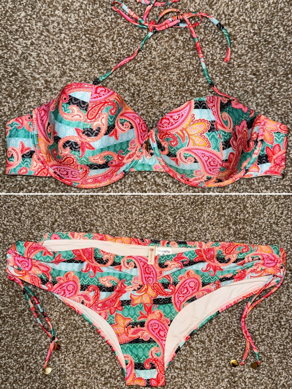 OndadeMar Pink & Teal Paisley Bikini Set